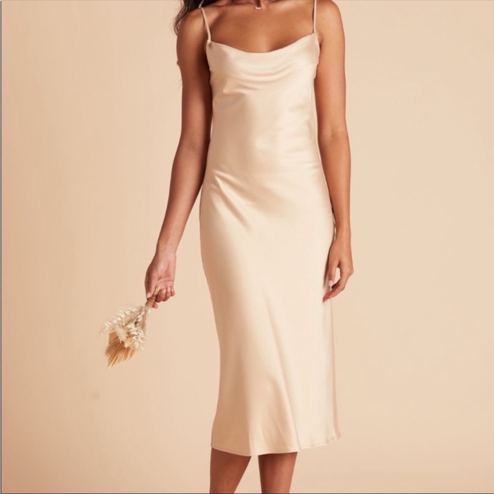 Birdy Grey Lisa Satin Midi Dress - Champagne